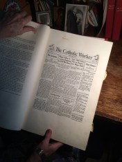 Jane Sammon shows me the very first volume of The Catholic Worker.