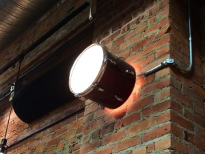 Look at this awesome drum light fixture. The church left a lot of the decor and features from the previous tenant.