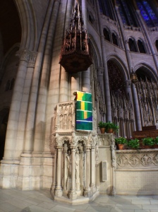 A historic pulpit.