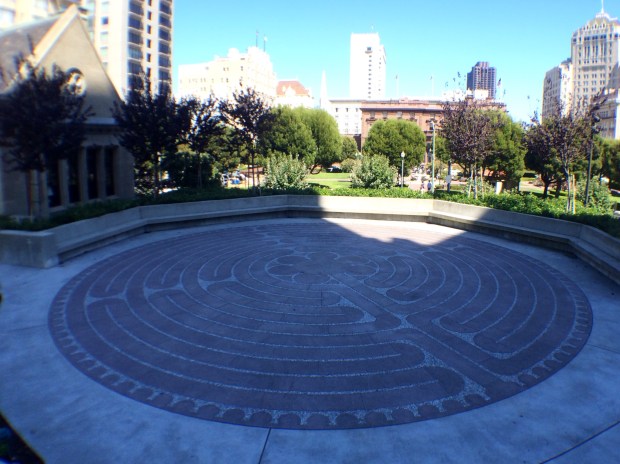 The labyrinth outside, with beautiful views of the city.