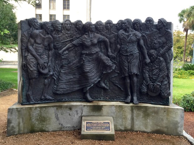 Between the 17th and 18th centuries, slaves would gather here on Sundays to sing, dance and drum in West African tradition. The sculpture seen here commemorates this history.